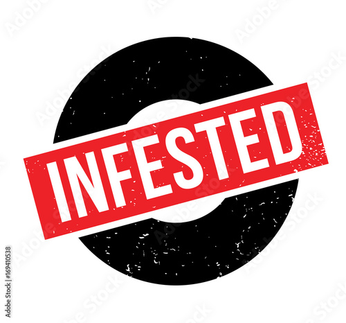 Infested rubber stamp. Grunge design with dust scratches. Effects can be easily removed for a clean, crisp look. Color is easily changed.