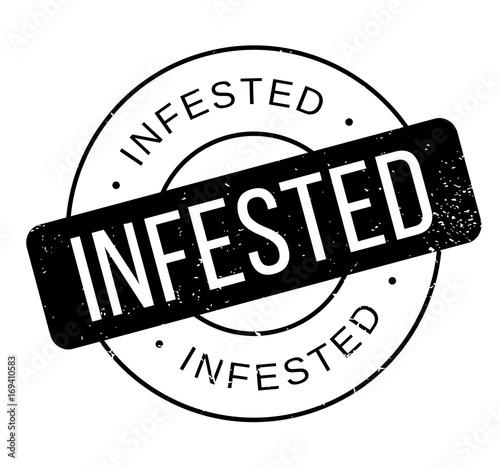 Infested rubber stamp. Grunge design with dust scratches. Effects can be easily removed for a clean, crisp look. Color is easily changed.