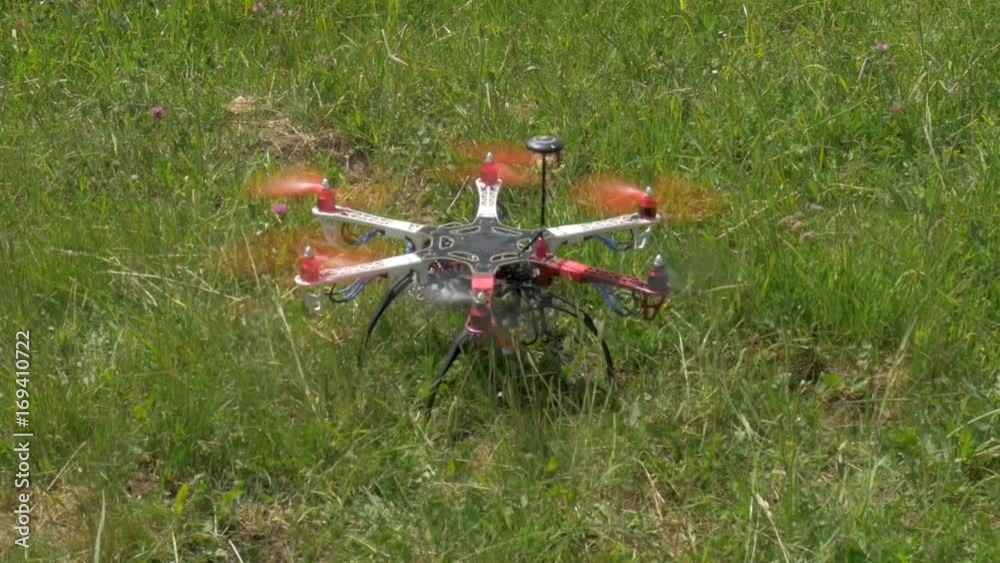 A makeshift Drone flies up from the ground to the sky A makeshift Drone flies up from the ground to the sky
