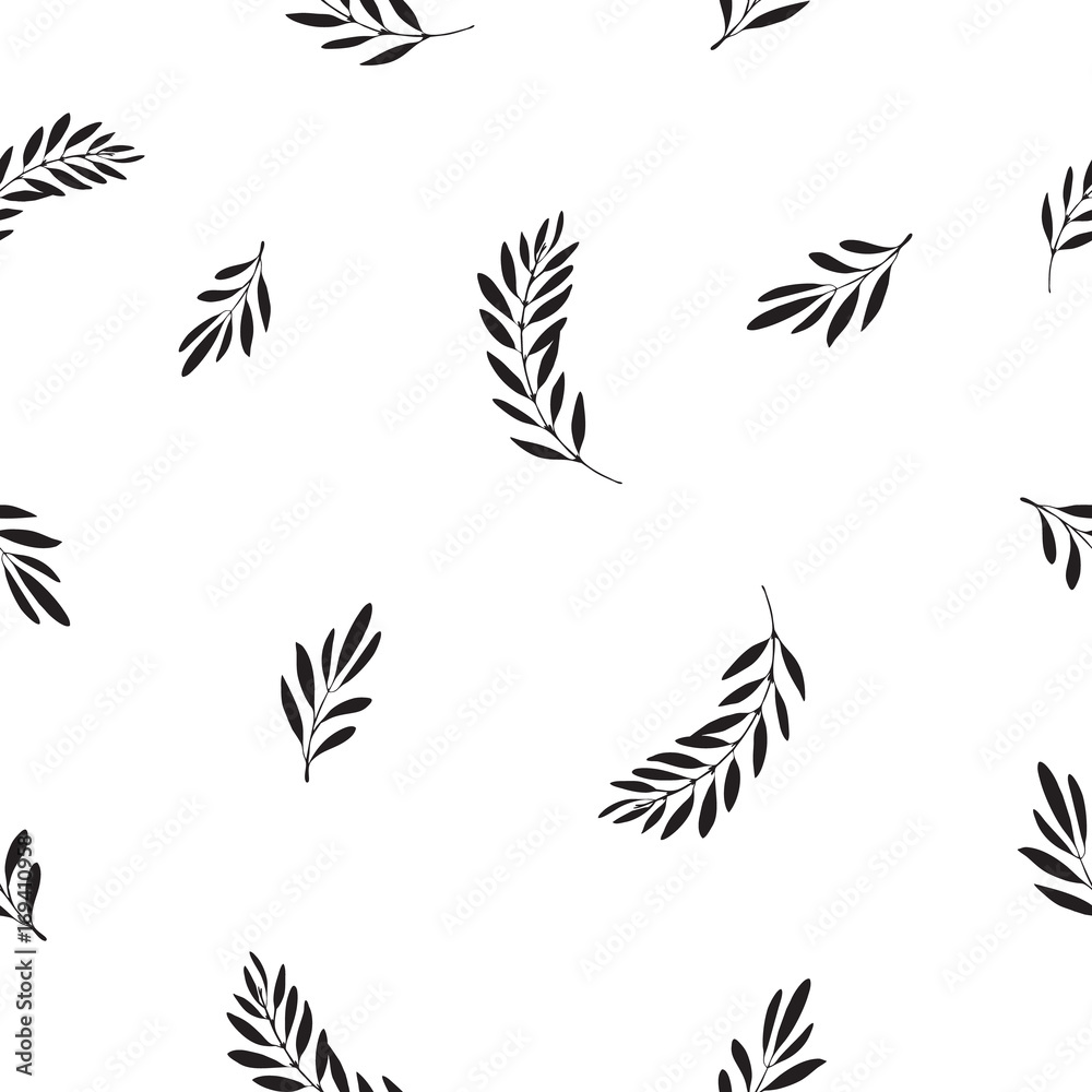  Leaves silhouette seamless pattern.