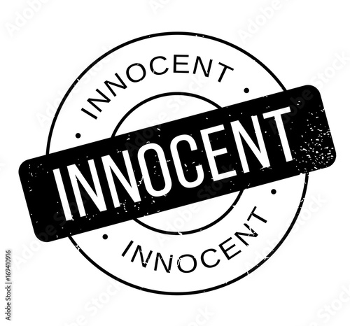 Innocent rubber stamp. Grunge design with dust scratches. Effects can be easily removed for a clean, crisp look. Color is easily changed.