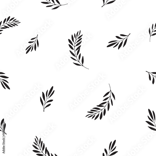  Leaves silhouette seamless pattern.