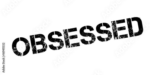 Obsessed rubber stamp. Grunge design with dust scratches. Effects can be easily removed for a clean, crisp look. Color is easily changed.