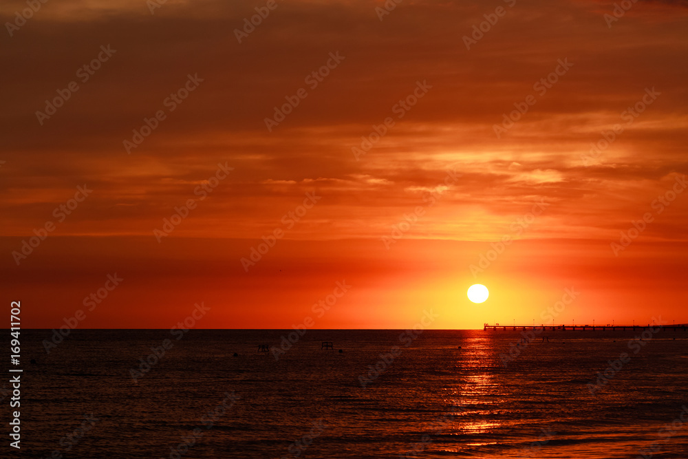 Beautiful sunset above the sea with beautiful color sky