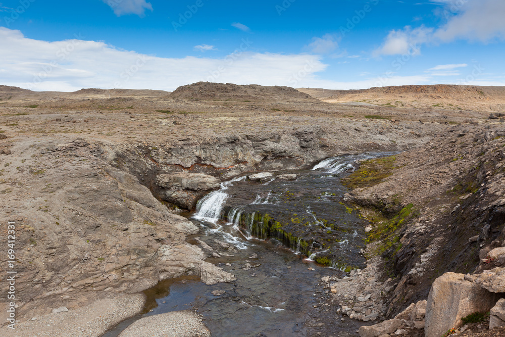 Iceland Landscape with Small River Stream