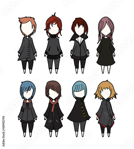Characters vector set cartoon design mobile game dress up Illustration on White Background eps10