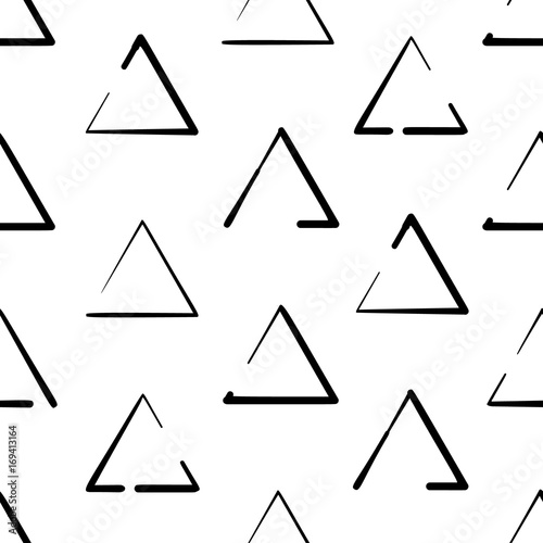 Free Download Hand drawn seamless pattern with triangles isolated on white background. - GFXLoad