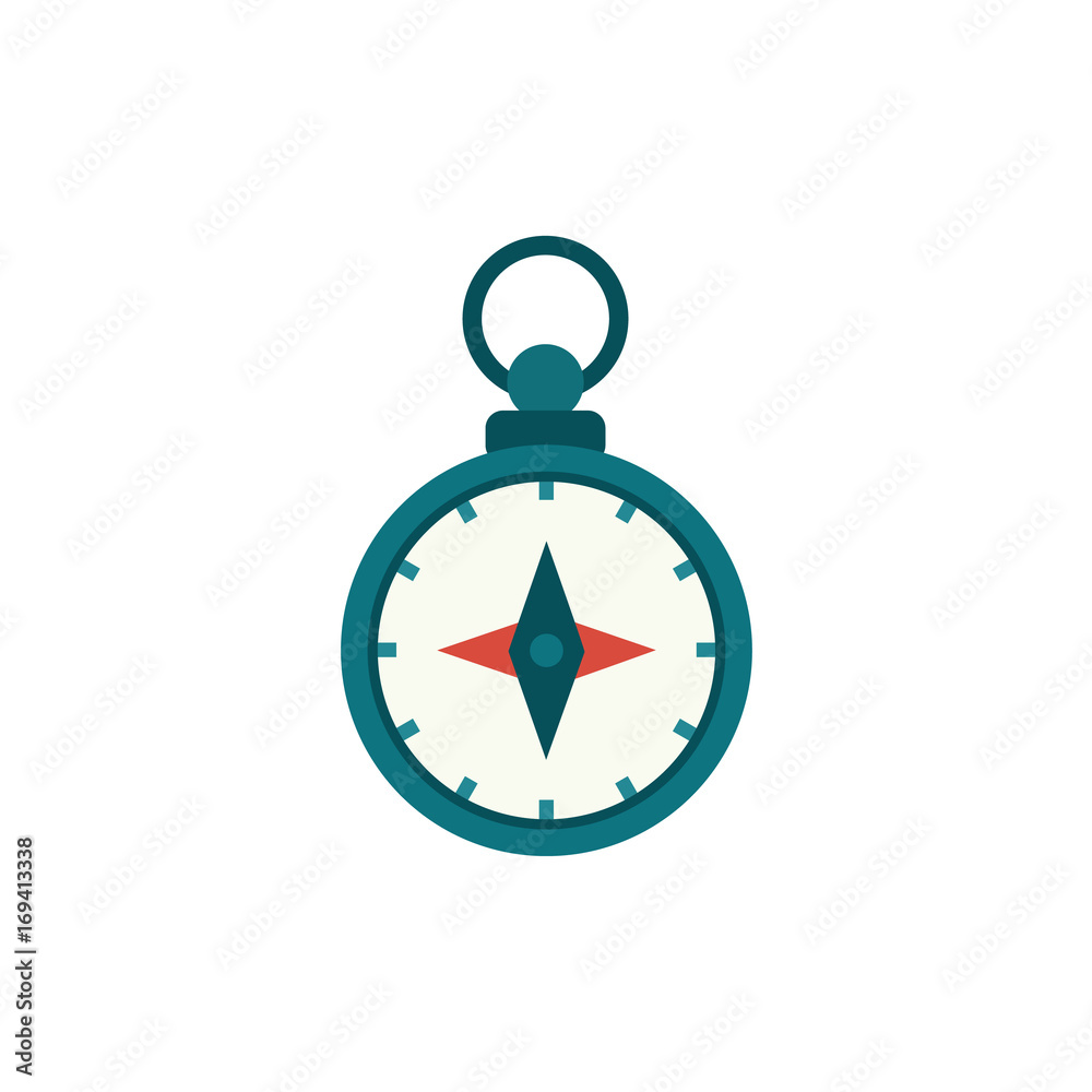 Fototapeta premium Hand compass, flat cartoon vector illustration isolated on white background. Simple flat style cartoon vector illustration of compass, nautical equipment