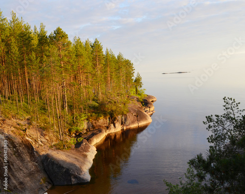 Onega lake at sunset Karelia Russia
