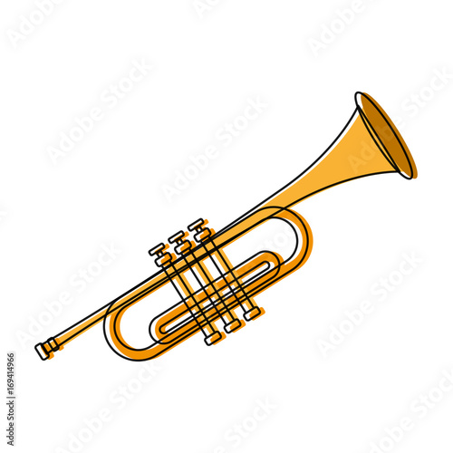 trumpet instrument icon over white background vector illustration