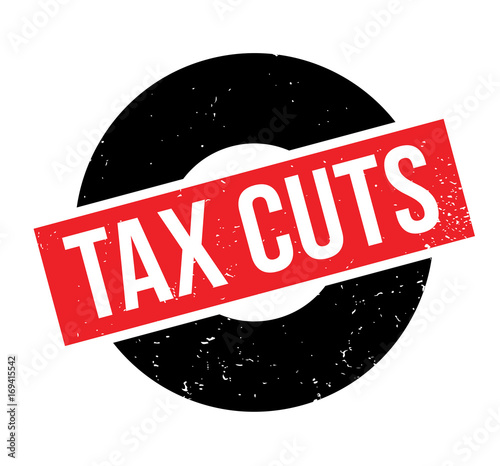 Tax Cuts rubber stamp. Grunge design with dust scratches. Effects can be easily removed for a clean, crisp look. Color is easily changed.