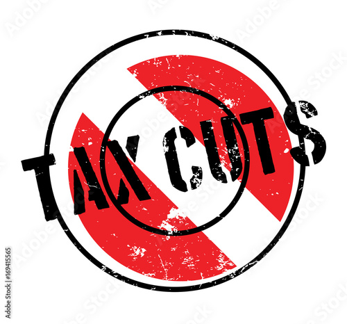 Tax Cuts rubber stamp. Grunge design with dust scratches. Effects can be easily removed for a clean, crisp look. Color is easily changed.