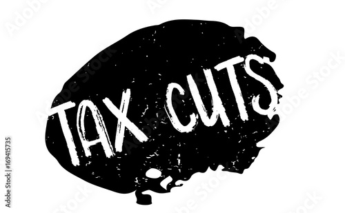 Tax Cuts rubber stamp. Grunge design with dust scratches. Effects can be easily removed for a clean, crisp look. Color is easily changed.