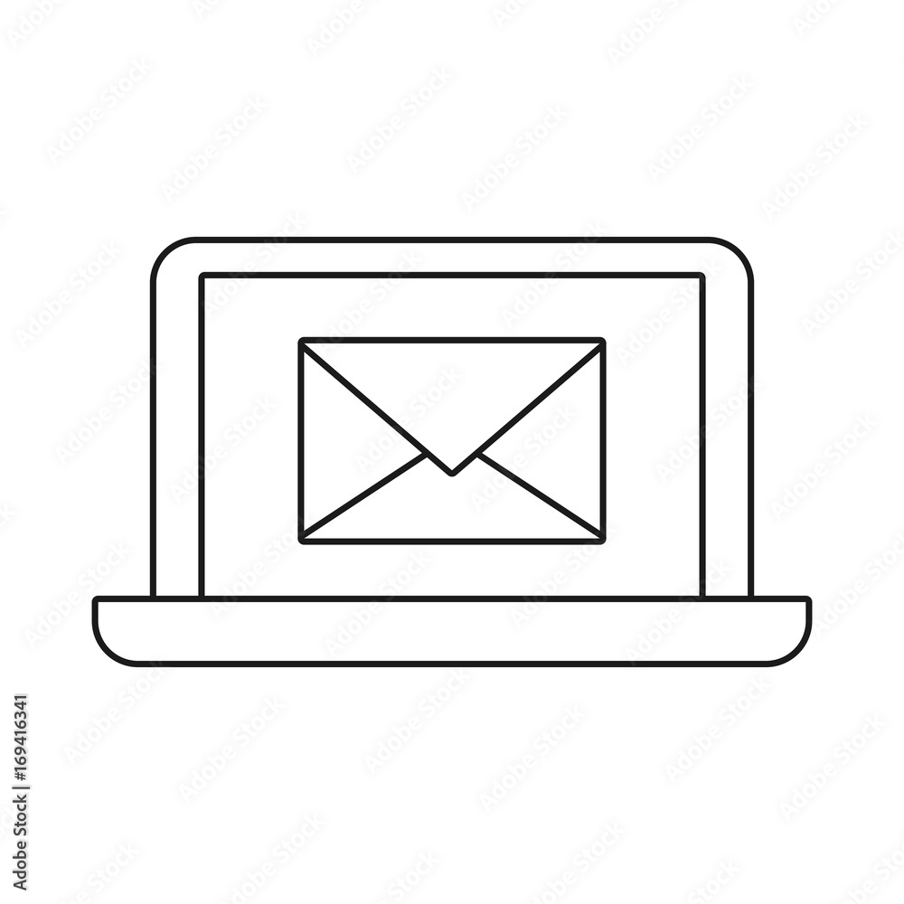 laptop computer with envelope icon on screen over white background vector illustration laptop computer with envelope icon on screen over white background vector illustration