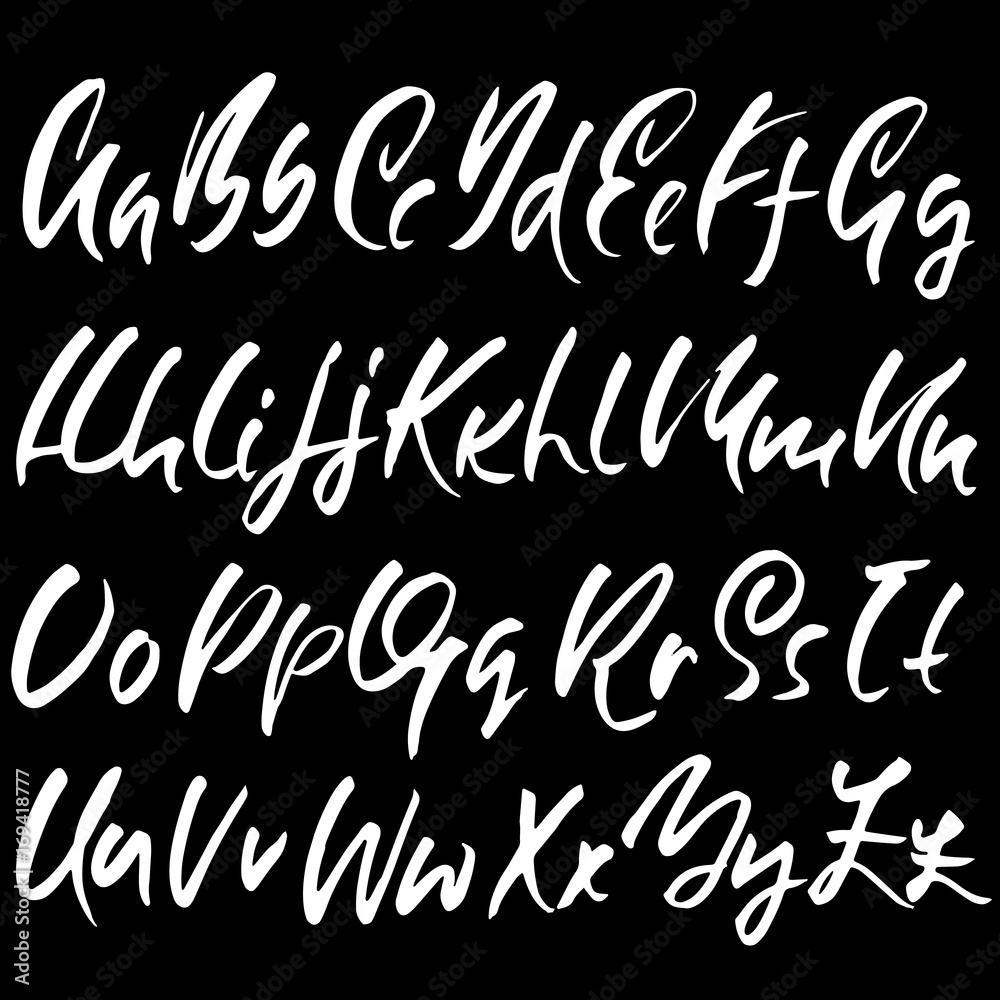 Hand drawn dry brush font. Modern brush lettering. Grunge style alphabet. Vector illustration. Hand drawn dry brush font. Modern brush lettering. Grunge style alphabet. Vector illustration.