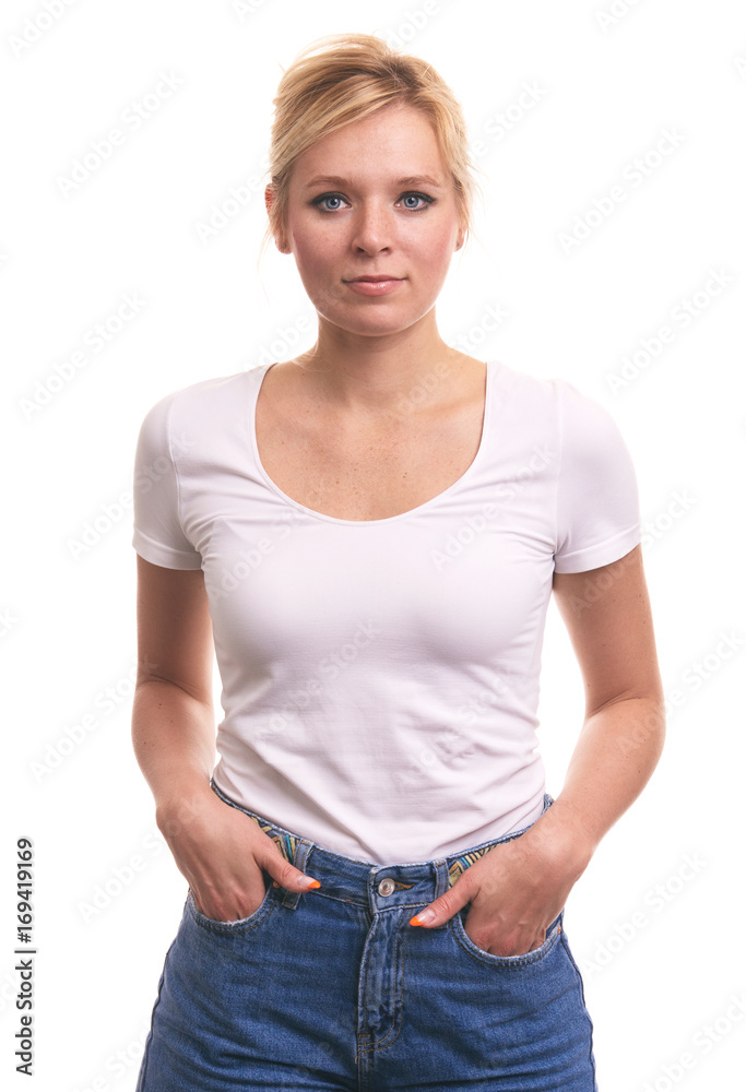 Fototapeta premium Cute young blonde girl with freckles