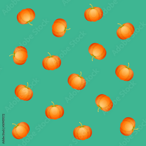 Pumpkin pattern. Background of pumpkins in trendy flat style