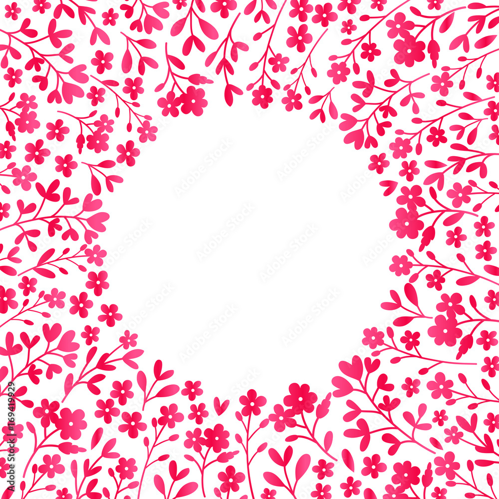 Floral round frame of pink flowers. Vector illustration. Floral round frame of pink flowers. Vector illustration.