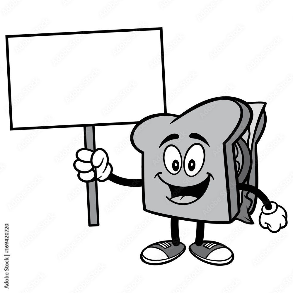 Sandwich with Sign Illustration Sandwich with Sign Illustration