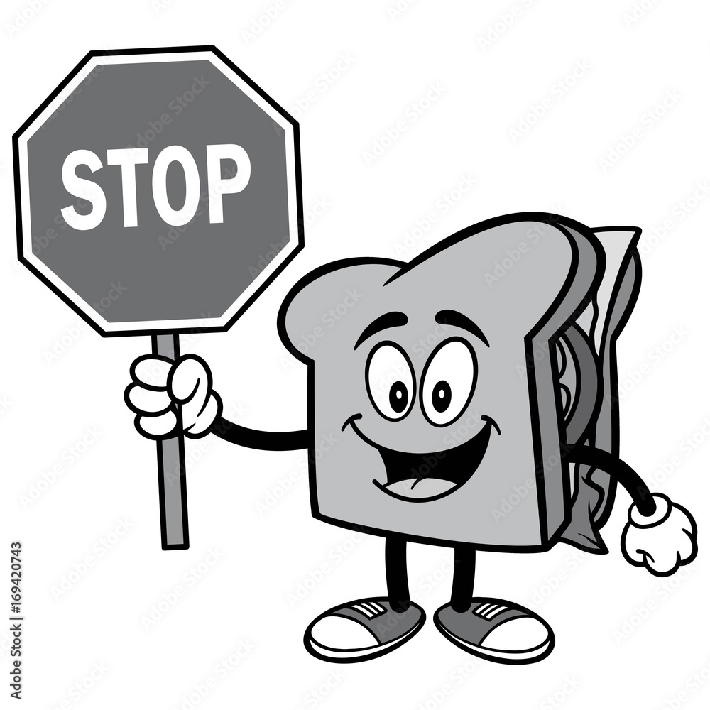 Sandwich with Stop Sign Illustration Sandwich with Stop Sign Illustration