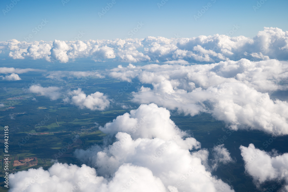 blue sky with the clouds from the plane view blue sky with the clouds from the plane view