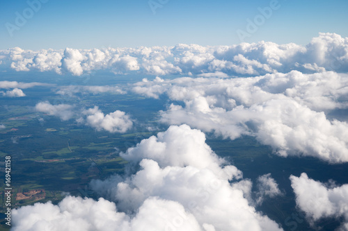 Photography blue sky with the clouds from the plane view