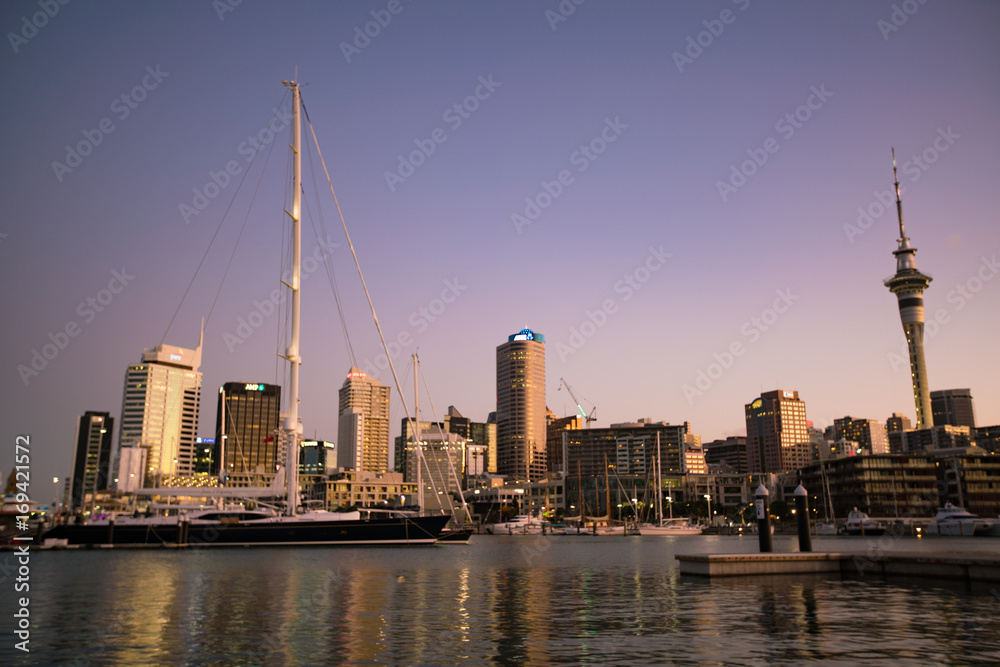 Auckland New Zealand. Night skyline 