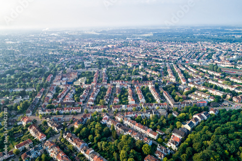 City Municipality of Bremen Aerial FPV drone photography.. Bremen is a major cultural and economic hub in the northern regions of Germany.