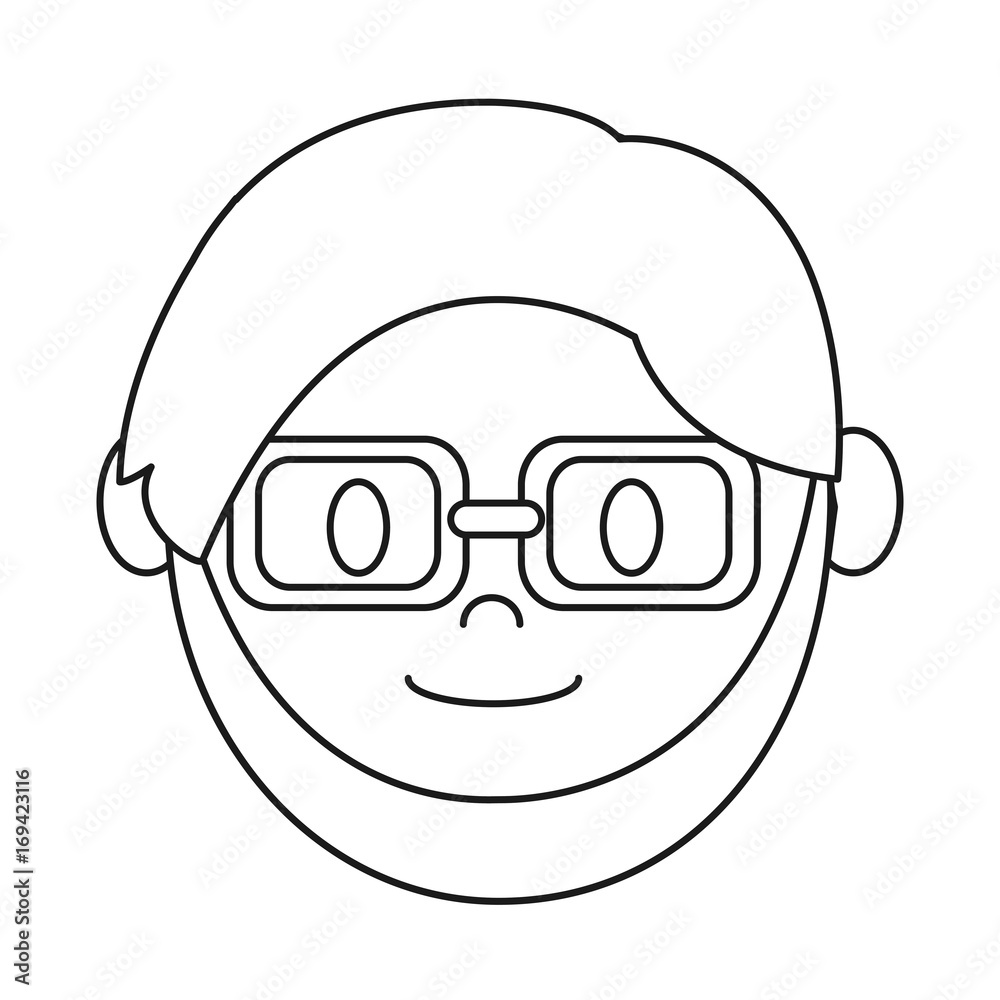 cartoon man with glasses icon over white background vector illustration