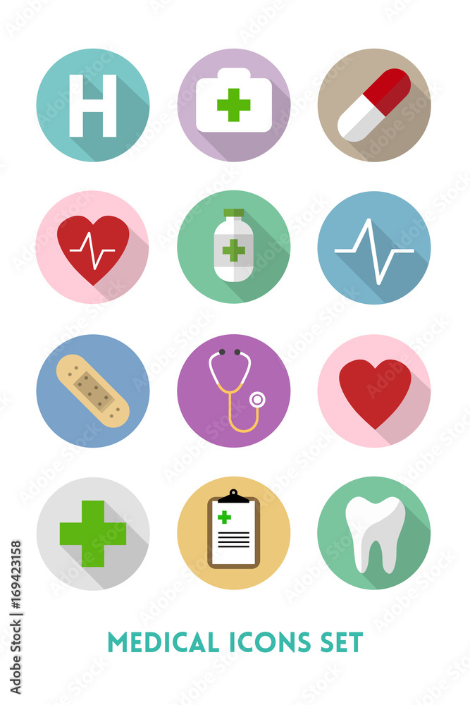 Healthcare and Medical Flat Icons Set Healthcare and Medical Flat Icons Set