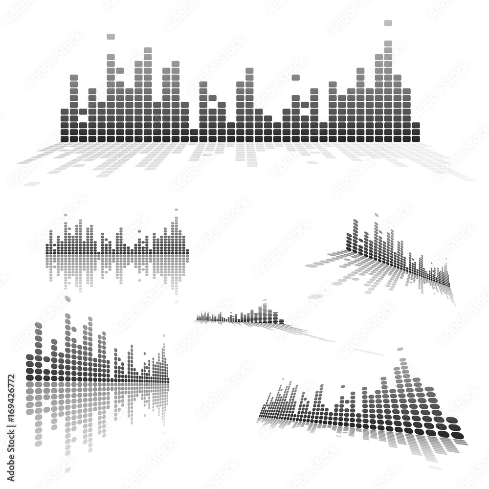 Set of Equalizers on white background. Vector illustration