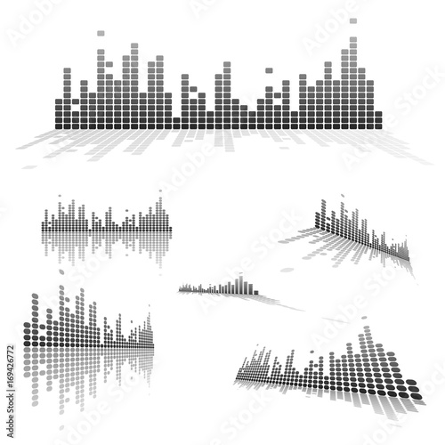 Set of Equalizers on white background. Vector illustration