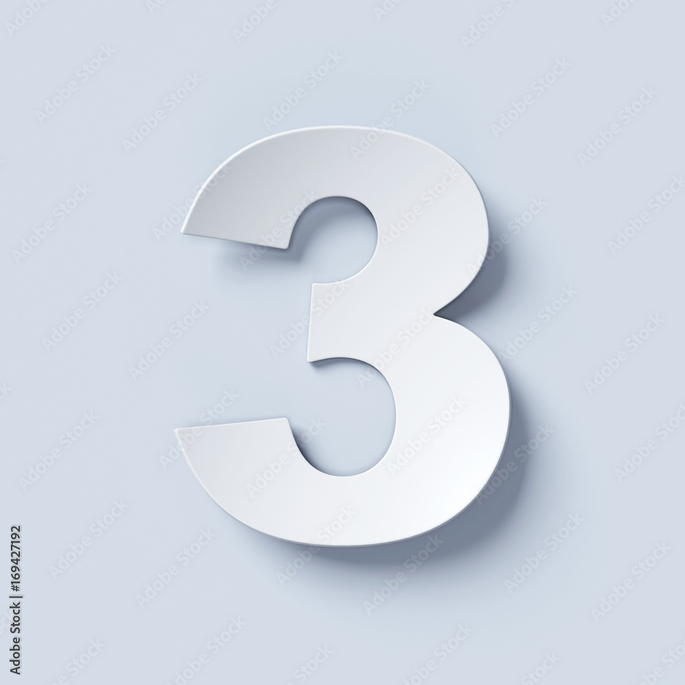 White bent paper font number 3 White bent paper font number 3