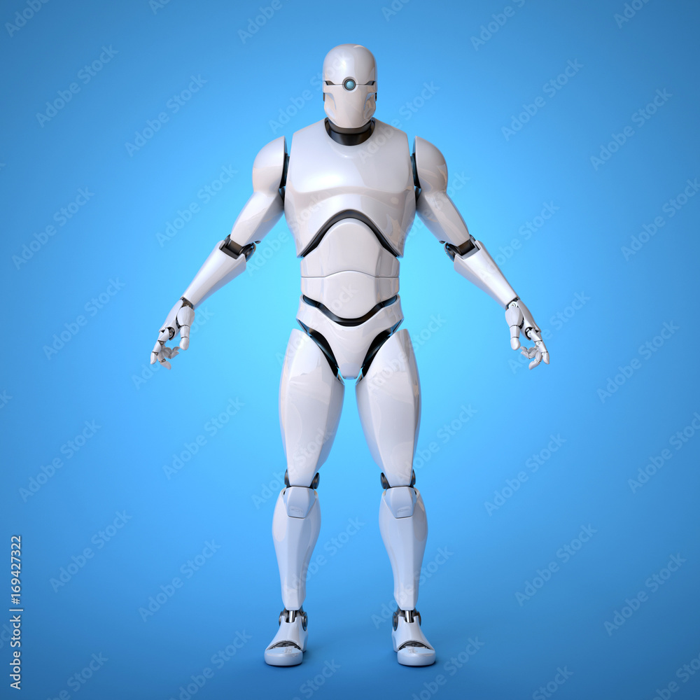 Robots futuristic design concept 3d rendering - front view