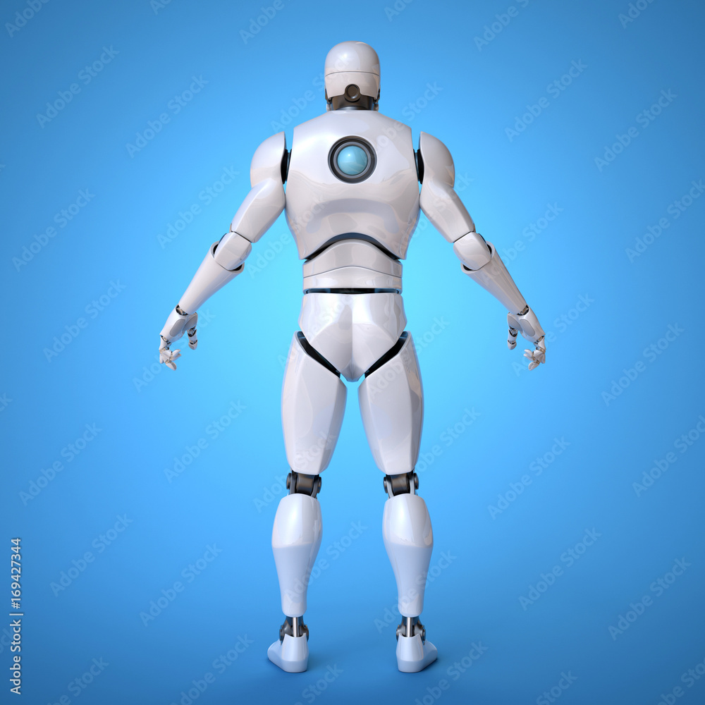 Robots futuristic design concept 3d rendering - back view Robots futuristic design concept 3d rendering - back view