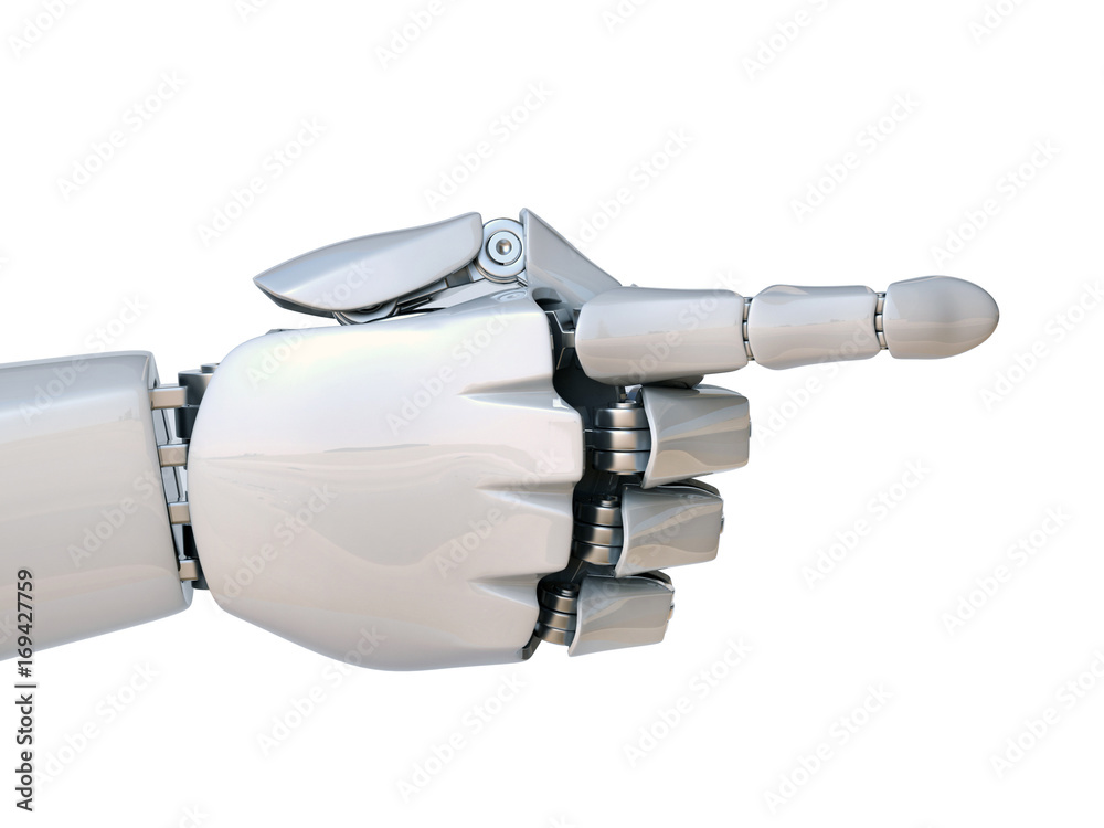Robot hand pointing with index finger 3d rendering Stock Illustration ...