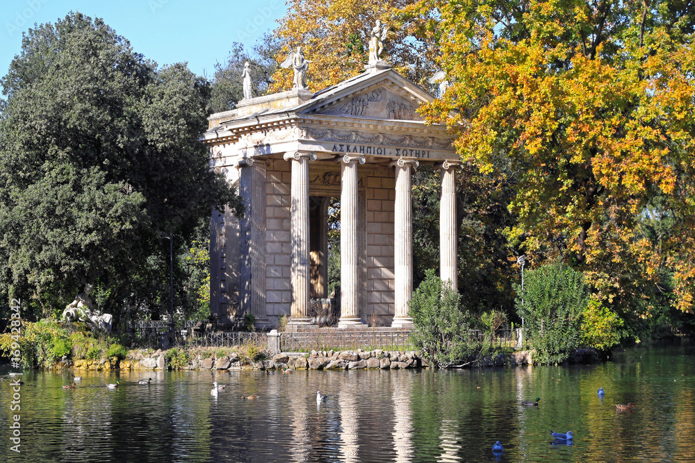 Temple of Aesculapius in Borghese Park Rome