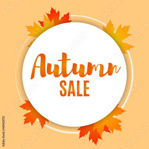 Autumn sale. Autumn sale banner with autumn maple leaves. Vector illustration