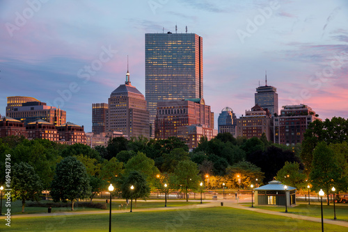 Boston Back Bay Skyline at Sunset from the Boston Common Hill photo