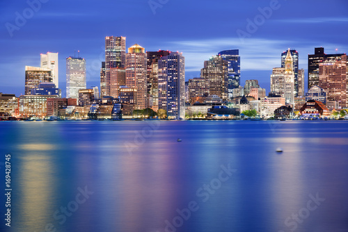 Boston Downtown Skyline at Blue Hour