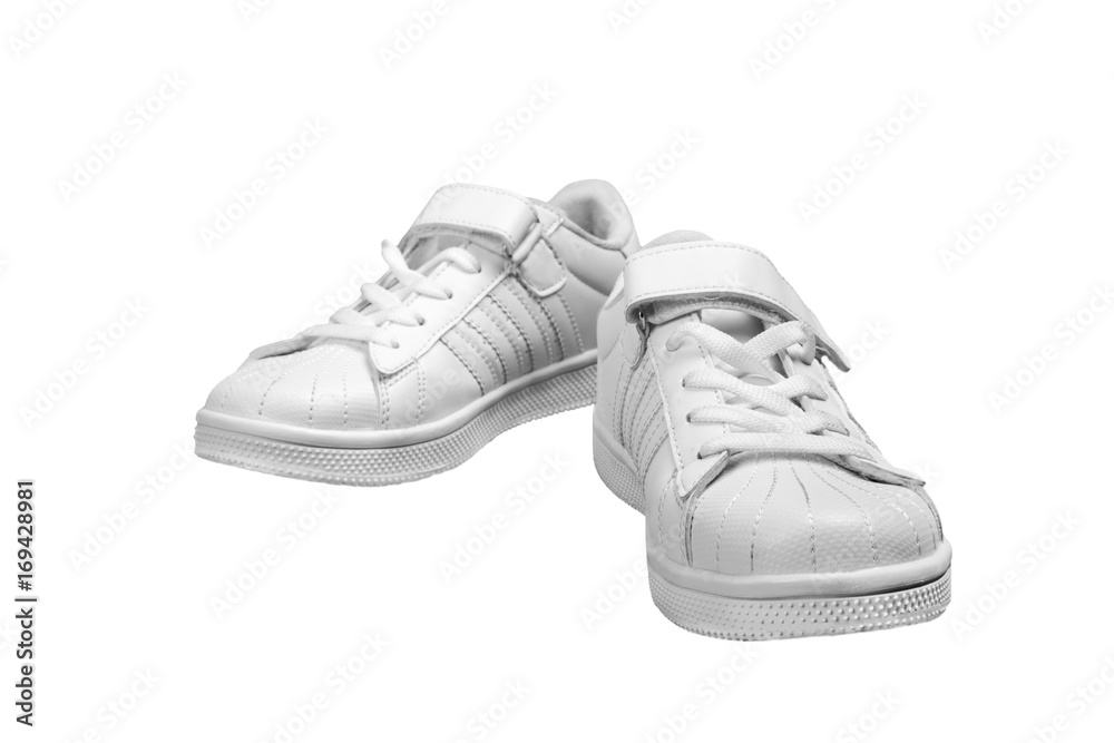 White sneakers isolated on white background White sneakers isolated on white background