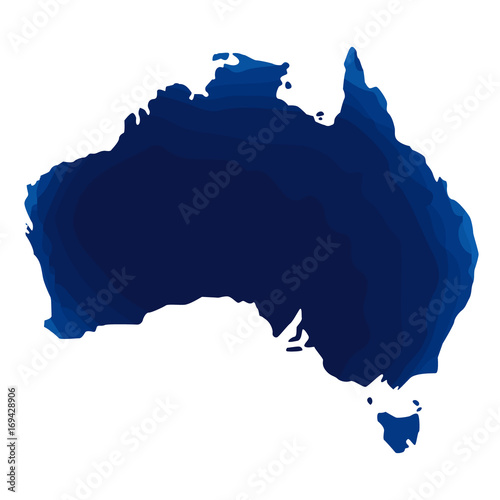 Australia. Hand drawn watercolor colorful map.