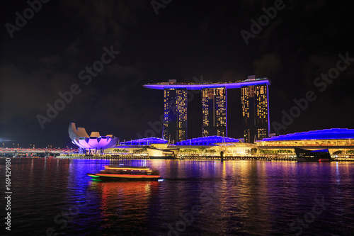 marina bay at night, urban landscape of Singapore