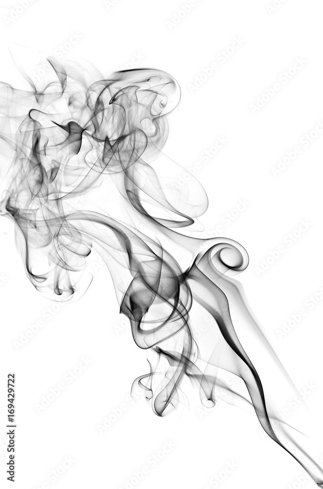 Naklejka Abstract black smoke on white background, smoke background,black ink background ,black and white ,B&W