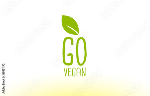 go vegan green leaf text concept logo icon design