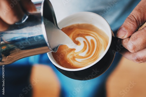 Coffee latte in coffee shop.