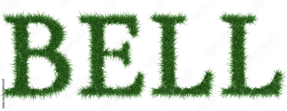 Bell - 3D rendering fresh Grass letters isolated on whhite background. Bell - 3D rendering fresh Grass letters isolated on whhite background.