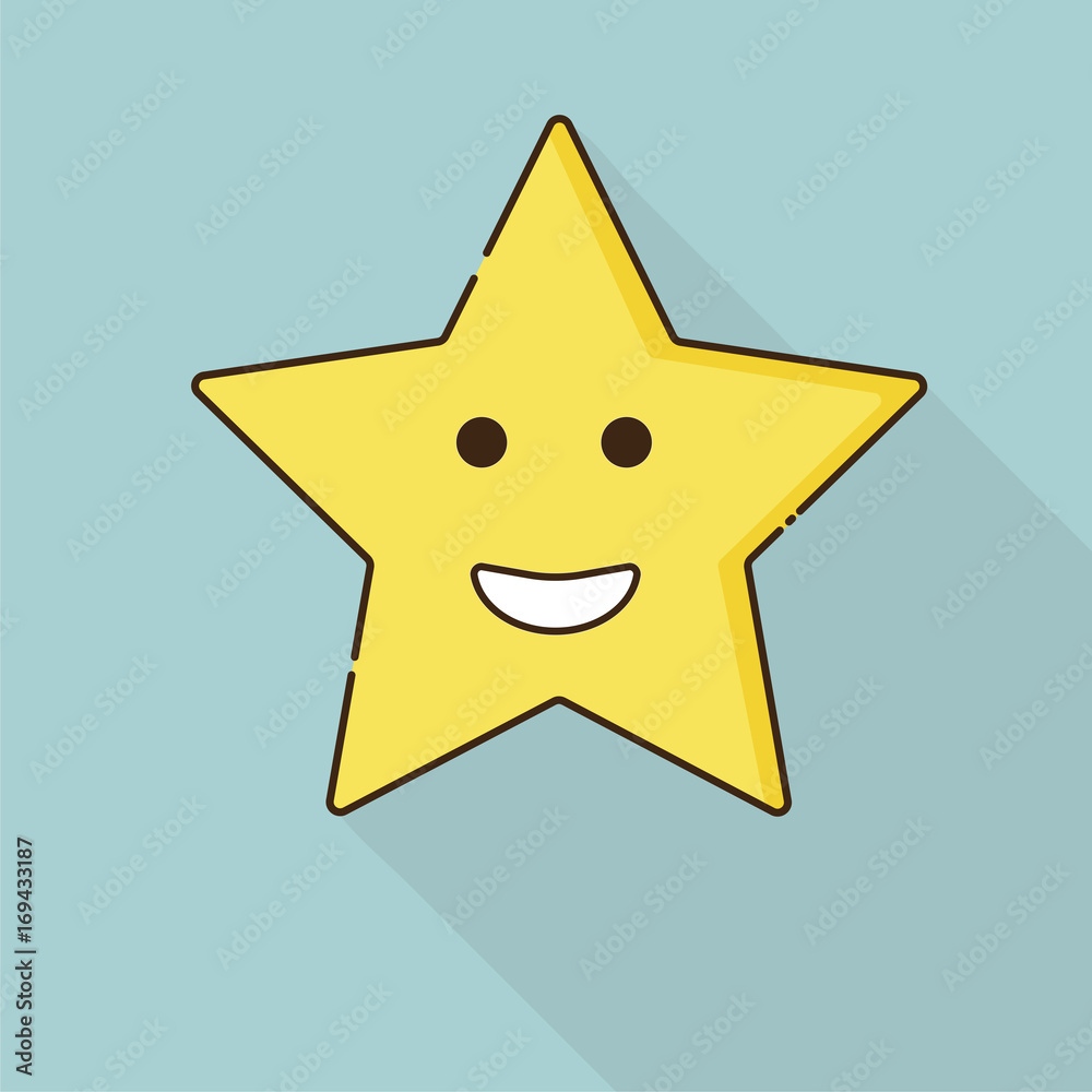 Star happy yellow, big smile, Vector illustration. Star happy yellow, big smile, Vector illustration.