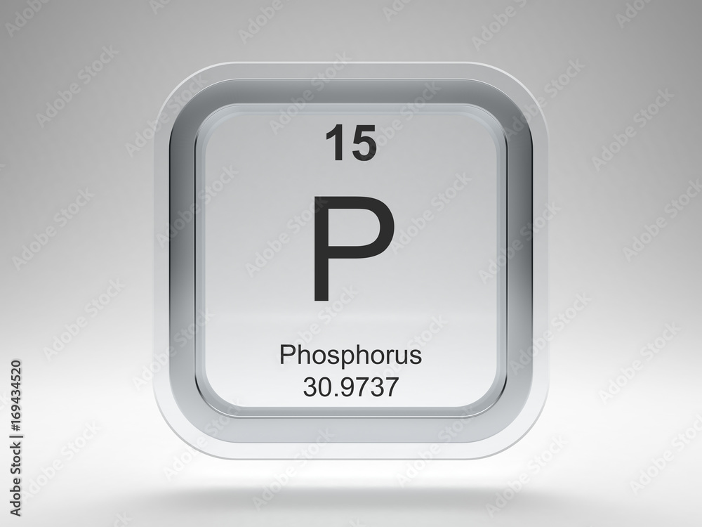 Phosphorus symbol on modern glass and metal rounded square icon Phosphorus symbol on modern glass and metal rounded square icon