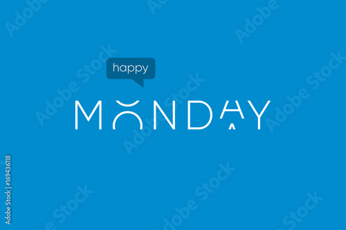 Happy monday logo with capitals letters in movement. Editable vector design. photo